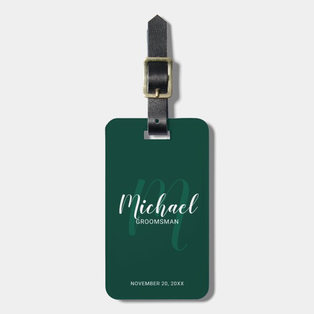 Modern Script Personalized Groomsmen Luggage Tag (Front Vertical)