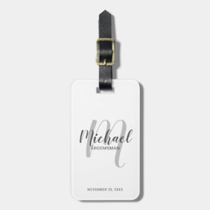 Modern Script Personalized Groomsmen Luggage Tag