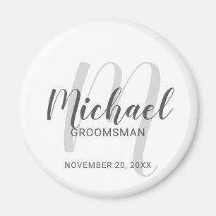 Modern Script Personalized Groomsmen Magnet