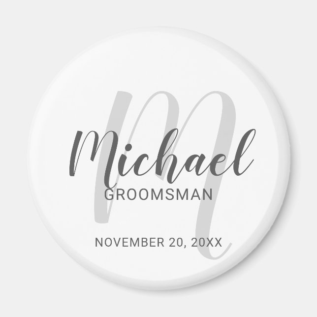Modern Script Personalized Groomsmen Magnet (Front)