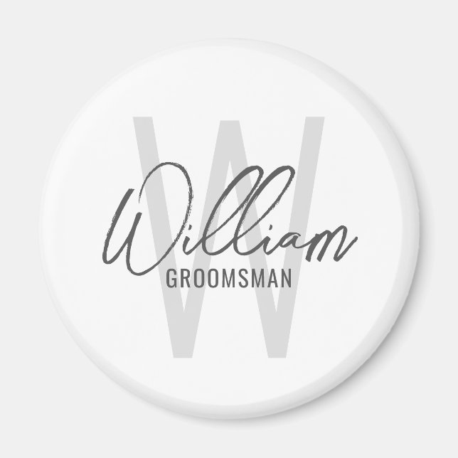 Modern Script Personalized Groomsmen Magnet (Front)