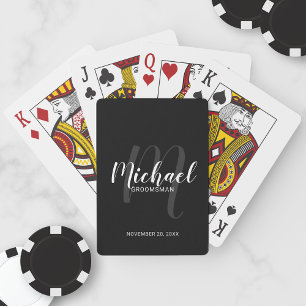 Modern Script Personalized Groomsmen Playing Cards