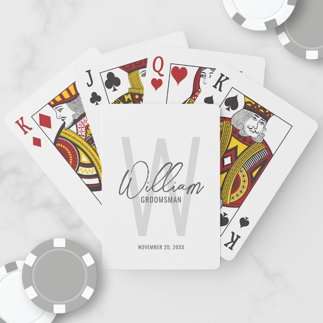 Modern Script Personalized Groomsmen Playing Cards (Creator Uploaded)