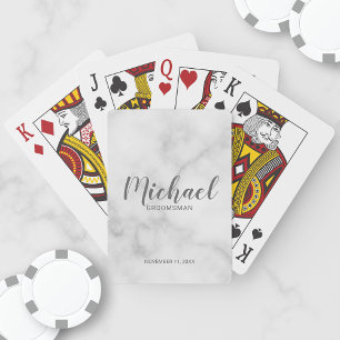 Modern Script Personalized Groomsmen Playing Cards