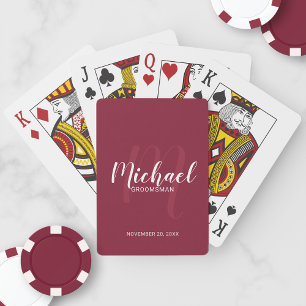 Modern Script Personalized Groomsmen Playing Cards