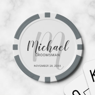 Modern Script Personalized Groomsmen Poker Chips