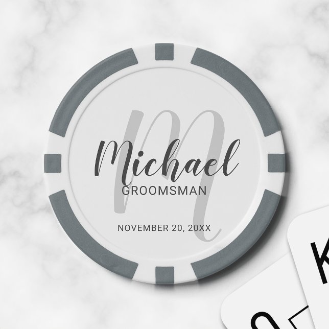 Modern Script Personalized Groomsmen Poker Chips (Creator Uploaded)