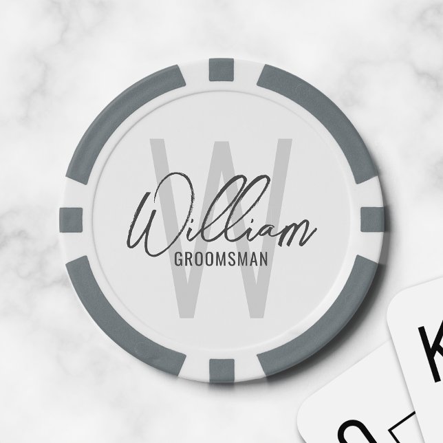 Modern Script Personalized Groomsmen Poker Chips (Creator Uploaded)