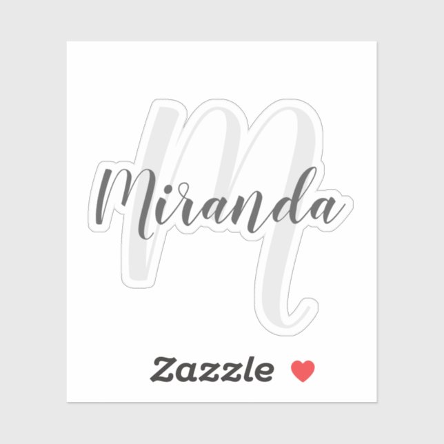 Modern Script Personalized Monogram and Name (Sheet)