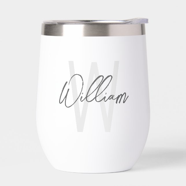 Modern Script Personalized Monogram and Name (Left)