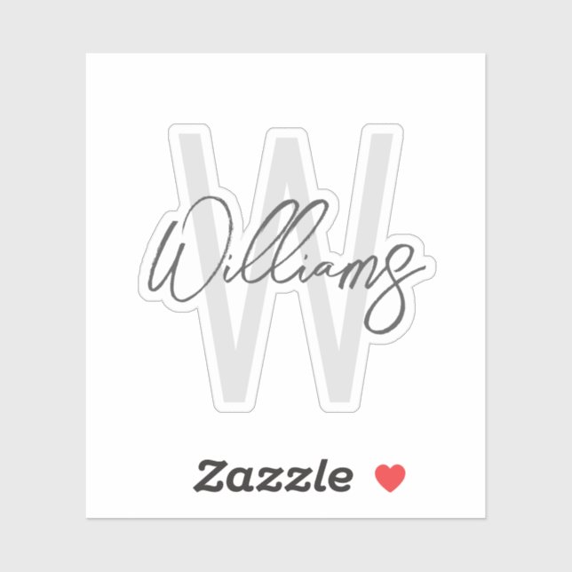 Modern Script Personalized Monogram and Name (Sheet)