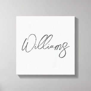 Modern Script Personalized Monogram and Name Canvas Print