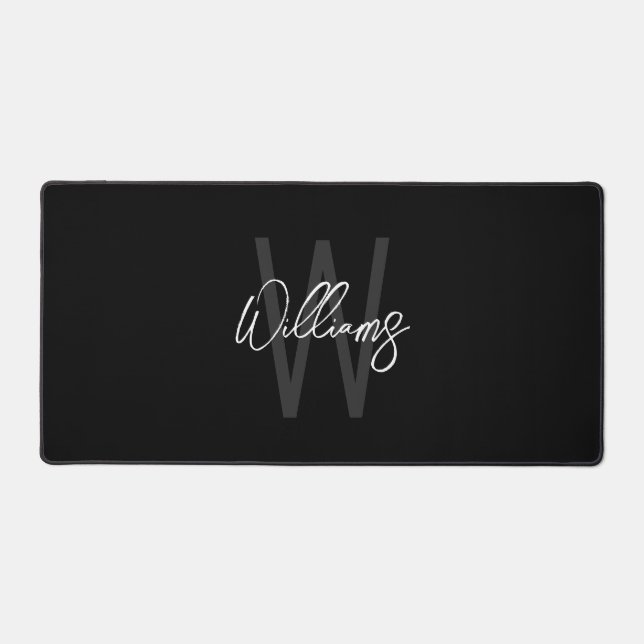Modern Script Personalized Monogram and Name Desk Mat (Front)