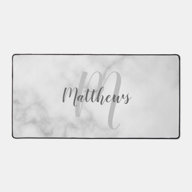 Modern Script Personalized Monogram and Name Desk Mat (Front)