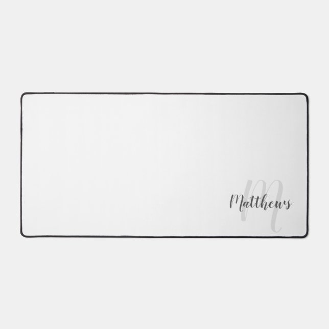 Modern Script Personalized Monogram and Name Desk Mat (Front)