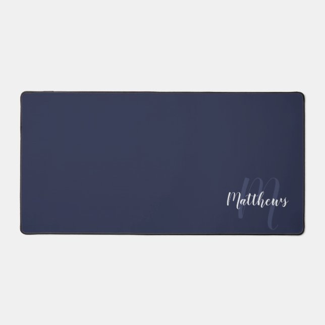 Modern Script Personalized Monogram and Name Desk Mat (Front)