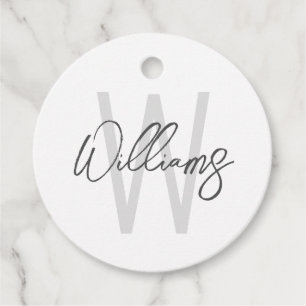 Modern Script Personalized Monogram and Name Favour Tags