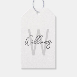 Modern Script Personalized Monogram and Name Gift Tags