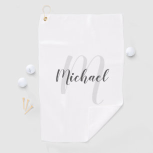 Modern Script Personalized Monogram and Name Golf Towel
