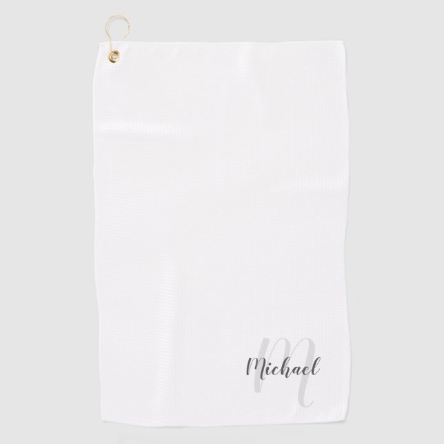 Modern Script Personalized Monogram and Name Golf Towel (Front)