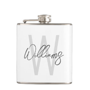 Modern Script Personalized Monogram and Name Hip Flask