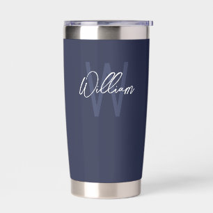 Modern Script Personalized Monogram and Name Insulated Tumbler