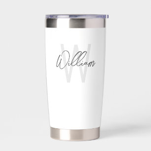 Modern Script Personalized Monogram and Name Insulated Tumbler