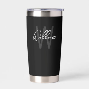 Modern Script Personalized Monogram and Name Insulated Tumbler