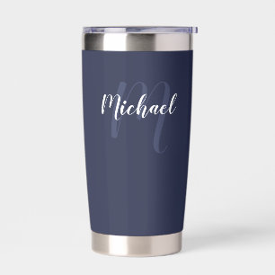 Modern Script Personalized Monogram and Name Insulated Tumbler