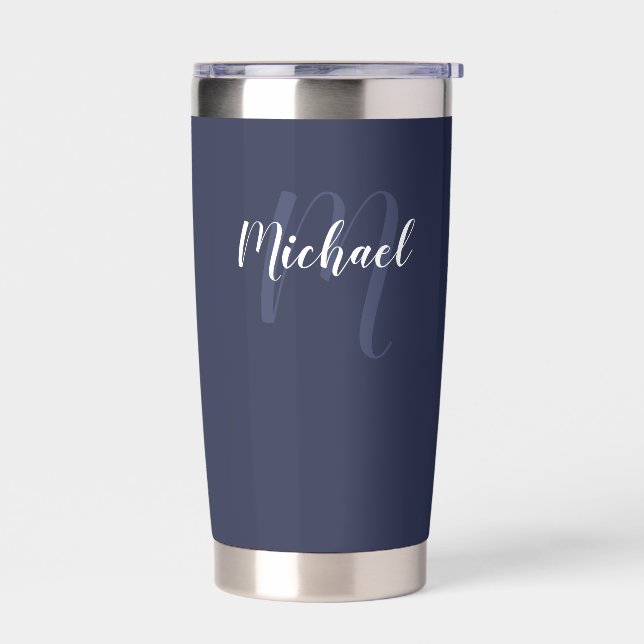 Modern Script Personalized Monogram and Name Insulated Tumbler (Left)
