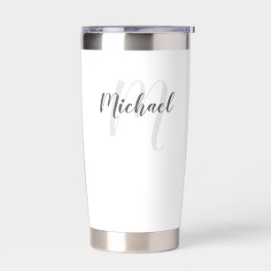 Modern Script Personalized Monogram and Name Insulated Tumbler