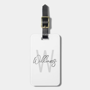Modern Script Personalized Monogram and Name Luggage Tag