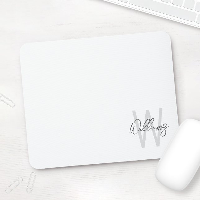 Modern Script Personalized Monogram and Name Mouse Pad (Creator Uploaded)