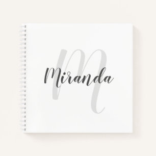 Modern Script Personalized Monogram and Name Notebook