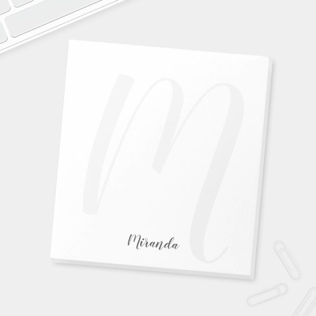 Modern Script Personalized Monogram and Name Notepad (Creator Uploaded)