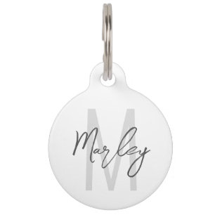 Modern Script Personalized Monogram and Name Pet I Tag
