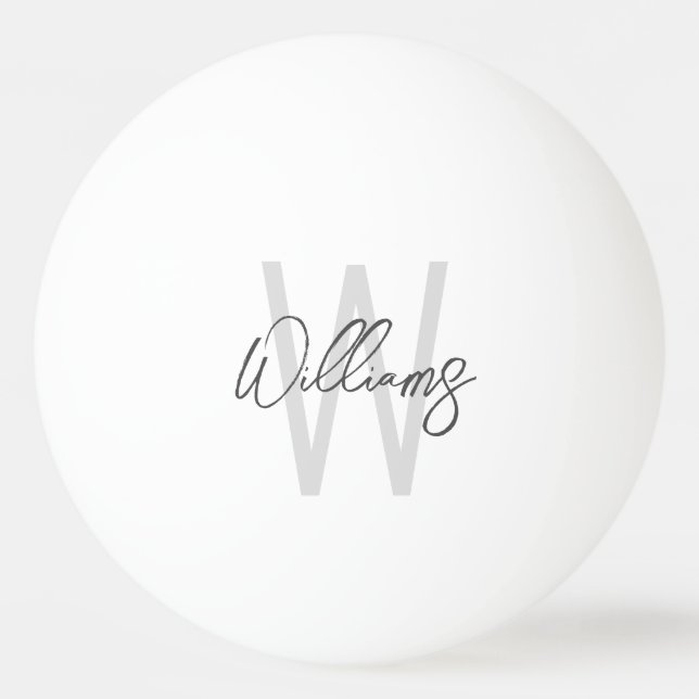 Modern Script Personalized Monogram and Name Ping Pong Ball (Front)