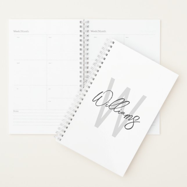 Modern Script Personalized Monogram and Name Planner (Display)