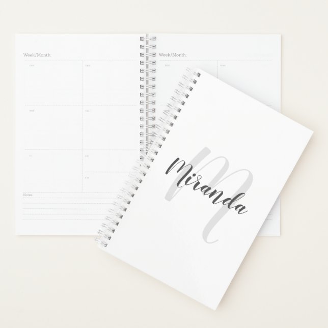 Modern Script Personalized Monogram and Name Planner (Display)