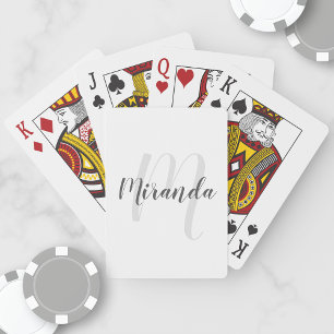 Modern Script Personalized Monogram and Name Playing Cards
