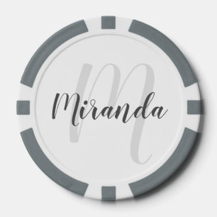 Modern Script Personalized Monogram and Name Poker Chips