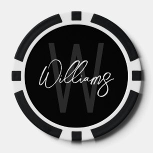 Modern Script Personalized Monogram and Name Poker Chips