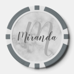 Modern Script Personalized Monogram and Name Poker Chips