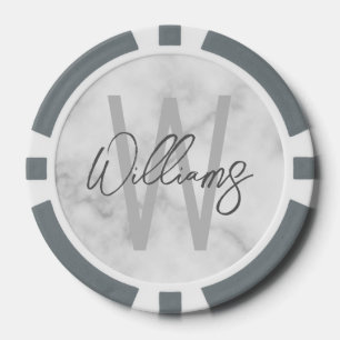 Modern Script Personalized Monogram and Name Poker Chips