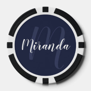 Modern Script Personalized Monogram and Name Poker Chips