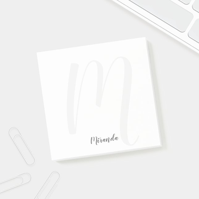 Modern Script Personalized Monogram and Name Post-it Notes (Creator Uploaded)