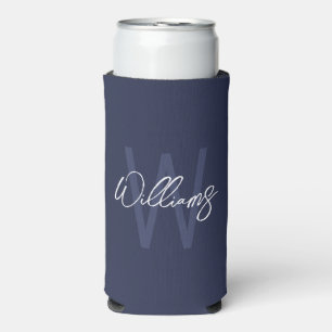 Modern Script Personalized Monogram and Name Seltz Seltzer Can Cooler