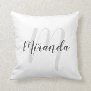 Modern Script Personalized Monogram and Name Throw Pillow