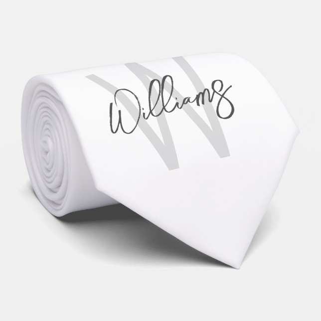 Modern Script Personalized Monogram and Name Tie (Rolled)