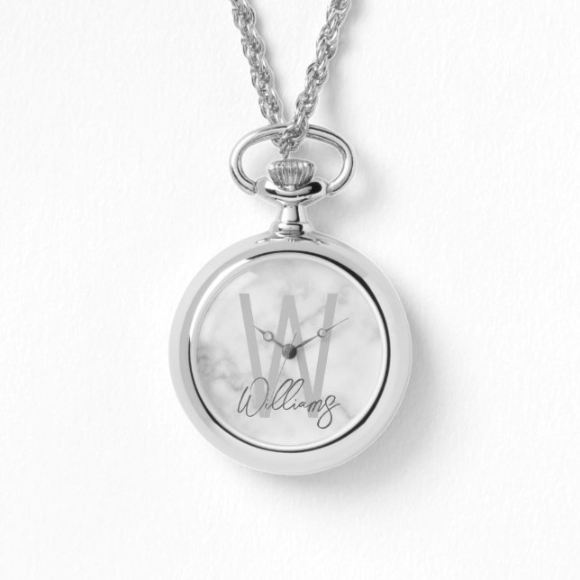 Modern Script Personalized Monogram and Name Watch (Front)